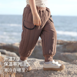 巴厘小猪 儿童棉裤冬季加绒加厚夹棉裤子 奶咖 90