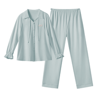 嫚熙 春季月子服丝柔棉纯色哺乳睡衣产后家居服套装