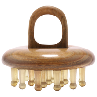 老角匠牛角梳子头部按摩梳经络梳男女头皮按摩梳头疗身体经络刷良工好物 【细齿19钉】绿檀指环按摩梳