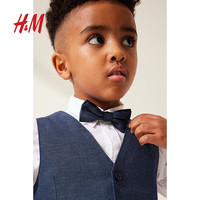 H&M童装男童套装秋季海军风棉质衬衫马甲领结正装1166050 海军蓝/白色 110 60 (4-5Y)
