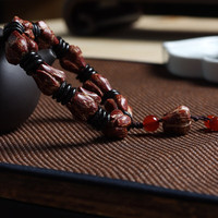 芠拉正宗滴血莲花菩提手串海南野菠萝雕刻红莲花文玩佛珠饰品手持 滴血莲花吊坠款(20-22mm随机发)