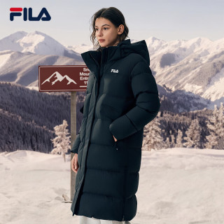 PLUS会员：FILA 女子运动羽绒服 正黑色 2XL