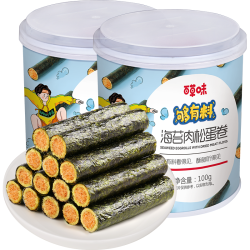 百草味 海苔肉松蛋卷100g*2罐夹心海味零食网红饼干糕点出游下午茶