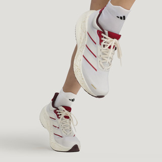 adidas 漫航系列CUSHIONNOVA新年款缓震回弹跑步鞋男女阿迪达斯   亮白/暗红/金色   46
