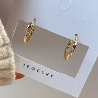 半日逅屿 几何耳扣女轻奢小众设计感镶锆石方形耳环圈圈金属耳饰夏季 几何耳扣