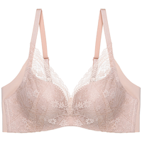 爱慕(Aimer)内衣无钢圈蕾丝聚拢隐孔透气3/4中厚模杯文胸罩韵律AM177721S 裸肤色CEA 80A 36/80A