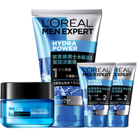 巴黎欧莱雅 L'OREAL PARIS欧莱雅(LOREAL)男士套装护肤品水能保湿面霜润肤霜保湿补水乳液搽擦脸油化妆品 强润霜50ml+双效洁面膏100ml