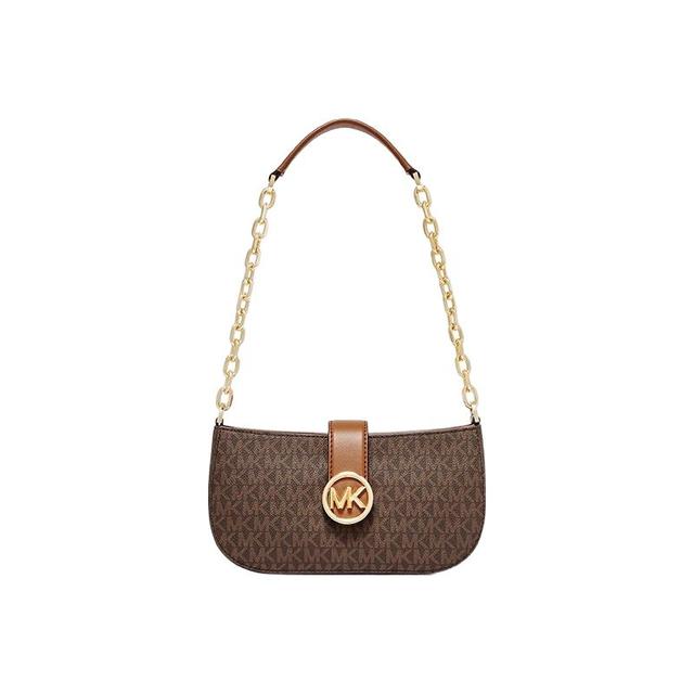 MICHAEL KORS Carmen 老花新月包 深棕色 小号 单肩包