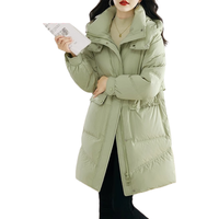 鸭鸭（YAYA）羽绒服女中长款冬季韩版宽松时尚设计感加厚连帽外套 牛油果绿 L