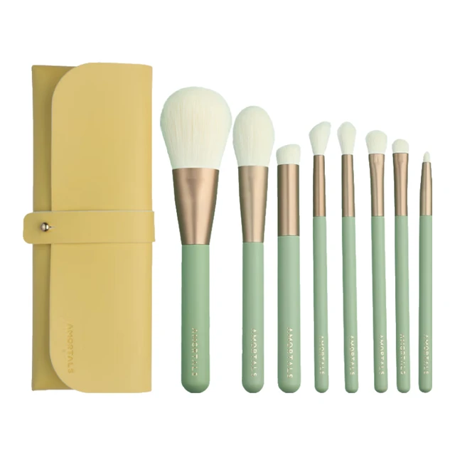 AMORTALS 尔木萄 绿野星棕面部8支化妆刷套装柔软初学者眼部