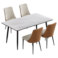 全友家居 岩板餐桌椅组合现代简约家用吃饭桌子4-6人长方形餐桌小户型 【岩板】餐桌+倾怀餐椅*4