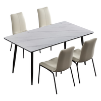 全友家居 岩板餐桌椅组合现代简约家用吃饭桌子4-6人长方形餐桌 【岩板】餐桌+简意餐椅*4