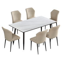 全友家居 岩板餐桌椅组合现代简约家用吃饭桌子4-6人长方形餐桌 【岩板】餐桌+流影餐椅*6