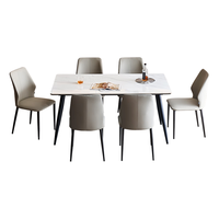 全友家居 岩板餐桌椅组合现代简约家用吃饭桌子4-6人长方形餐桌 【岩板】餐桌+幻影餐椅*6