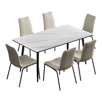 全友家居 岩板餐桌椅组合现代简约家用吃饭桌子4-6人长方形餐桌 【岩板】餐桌+简意餐椅*6