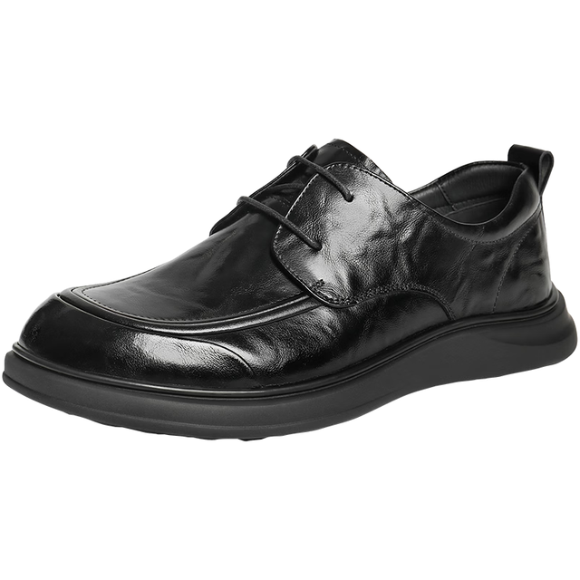 今日必买：百丽 质感商务休闲皮鞋男牛皮通勤上班鞋A2323AM6 黑色-系带 41