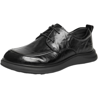 百丽 质感商务休闲皮鞋男牛皮通勤上班鞋A2323AM6 黑色-系带