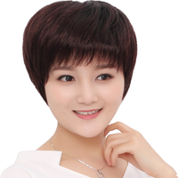 佰丝堂 真人发丝短直发假发套 递针顶心 #深棕色【真发+手织递针】可调节
