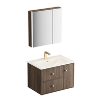 九牧（JOMOO）中古风浴室柜智能原木洗手盆柜组合一体盆80cm A2763-14C1-Z1 智能80