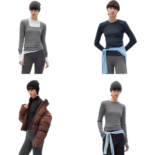 蕉内 热皮501+女士保暖内衣红色秋衣防寒抗菌多领型防静电打底衫保暖衣 浅花灰条纹 L