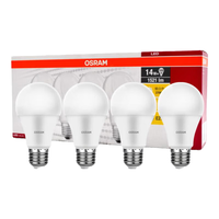 欧司朗led灯泡星亮A型5.5W8.5W室内照明家用超亮节能灯泡e27螺口 4只实惠装 14W 暖黄光2700K
