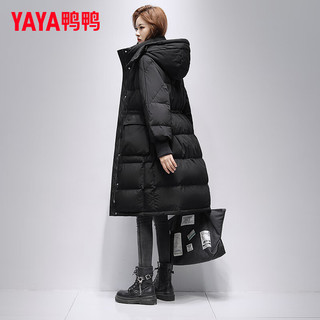 鸭鸭（YAYA）羽绒服女过膝长款2025冬季新款纯色时尚百搭韩版宽松保暖外套KL 米色