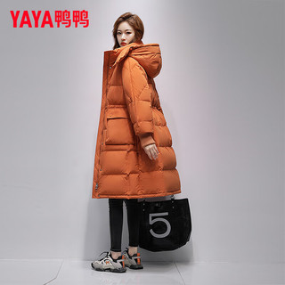 鸭鸭（YAYA）羽绒服女过膝长款2025冬季新款纯色时尚百搭韩版宽松保暖外套KL 米色