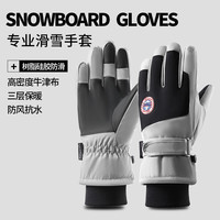 勋阳宇乐手套男士秋冬季骑行电动车加绒防风防泼水保暖女士触屏棉滑雪手套 滑雪2311女浅灰色 均码