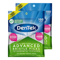 德泰克DenTek双头鱼骨牙签刷塑料牙签便携牙缝刷牙间刷齿缝刷 正畸便携牙签刷100支*2包