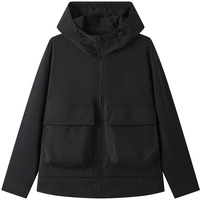 gxgjeans 【限时五折】 美式口袋设计工装风连帽夹克 黑色