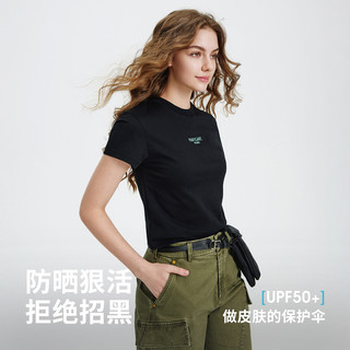 Navigare意大利小帆船短袖t恤女2026夏季凉感速干防晒体恤衫圆领上衣 暗夜黑 L
