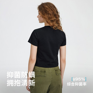 Navigare意大利小帆船短袖t恤女2026夏季凉感速干防晒体恤衫圆领上衣 暗夜黑 L