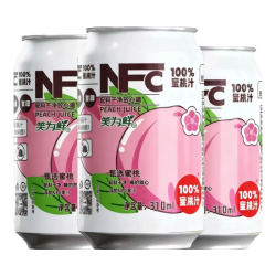 愉果先生 笑为鲜100%鲜榨苹果汁 果汁饮料0添加剂 100%蜜桃汁310ml*8罐