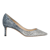 JIMMY CHOO 周仰杰 女士银蓝色渐变闪光面料高跟鞋 ROMY 60 BRE 173 SILVER DUSK BLUE 36码