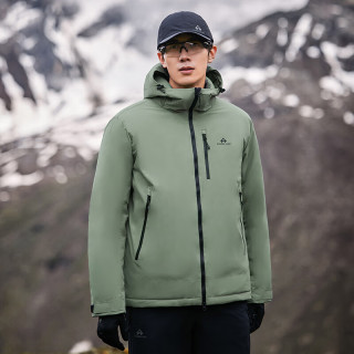 拓路者 雪豹Primaloft金标棉服男士户外冬季连帽保暖加厚棉衣外套男棉袄 灰雾绿 2XL
