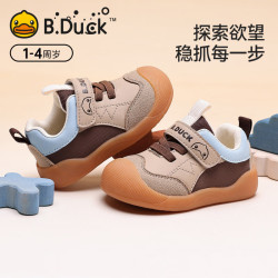 B.Duck 软底防滑透气 儿童学步鞋  21 码 脚长14.0-14.5cm 卡其/棕