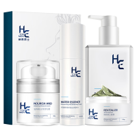 H&E 美白补水 男士护肤品套装+洗面奶+爽肤水+面霜+泥膜+面膜  200g+120ml+50g+150g+6片
