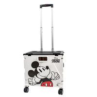 迪士尼迪士尼米奇草莓熊折叠收纳柜收纳盒收纳箱收纳车家用户外卧室客厅 米奇白色四轮款推车万向轮