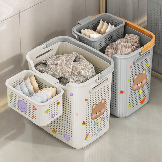 今日必买：稻草熊 大号脏衣篓  绅士灰小号+大号 2个