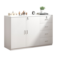 木匠印记 办公室矮柜职员文件柜带锁矮柜家用卧室客厅书房大容量储物柜子 促销：【防盗锁】暖白色120*40*80cm 【实惠】+自行安装