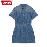 Levi's 女士印花牛仔短款连衣裙 深蓝色