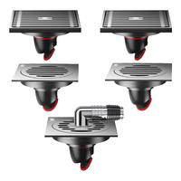 雨虹飞鱼全铜防臭地漏卫生间洗衣机通用防返臭 枪灰地漏5件套送弯头