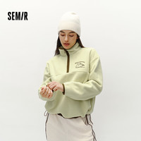 森马(Semir)史努比系列卫衣女设计感摇粒绒保暖冬宽松半拉链立领101724116015 杏黄30521 XXL