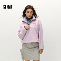 森马(Semir)史努比系列卫衣女设计感摇粒绒保暖冬宽松半拉链立领101724116015 橡皮粉61214 L