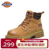 移动端、京东百亿补贴：Dickies 马丁靴男靴2025冬季鞋子男工装靴子加绒大黄靴情侣百搭厚底增高鞋 土黄 41 【偏大一