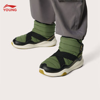 李宁 童鞋儿童棉鞋男女小童加绒保暖防泼水减震回弹高帮运动鞋YKNV075 柏树绿/黑色-33 29