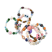 欧阳先生马卡龙色系猫咪蝴蝶陶瓷手串小众设计春夏甜美百搭闺蜜手串女 紫色猫咪