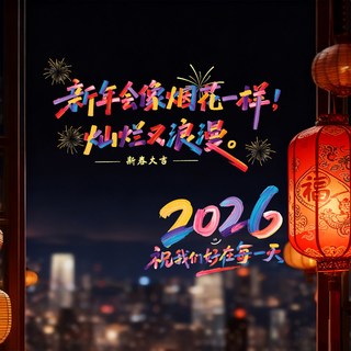青禾纪彩虹2026玻璃贴纸马年窗花跨年氛围布置新年装饰贴纸窗贴