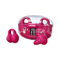 迪士尼（DISNEY）蓝牙耳机不入耳开放骨传导概念无线耳夹挂耳式运动跑步降噪游戏长续航 玫红草莓熊 J300-玫红草莓熊【无损音质】