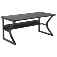 木匠印记 电脑桌书桌学习桌写字桌仿岩板电竞游戏家用多功能带书架桌子 力荐：芝麻黑色140cm